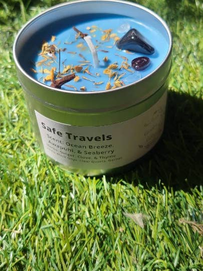 Safe Travels Intention Candle 8oz for wholesale by Harlow's Garden Gifts