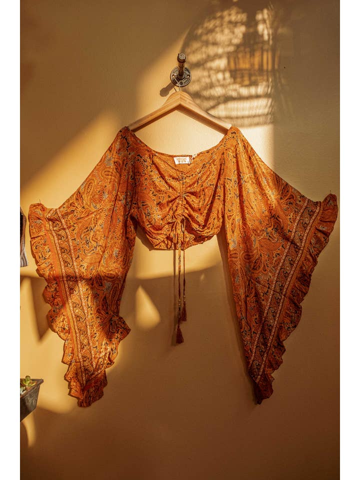 Gardenbelle Shop - Wholesale Blouse - Women's - Hippie Flare Bell Sleeve Cinch Top, Plus Size Available
