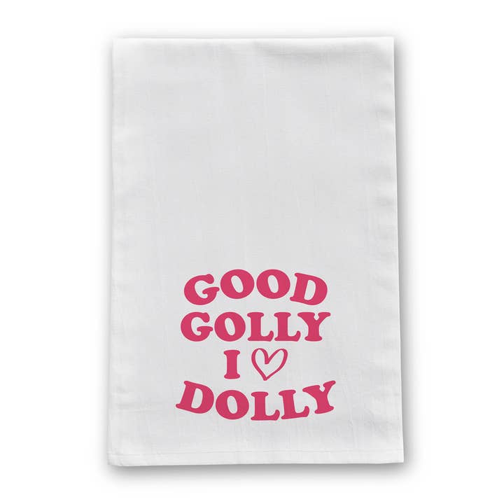 Good Golly I Heart Dolly Tea Towel for wholesale by Barrel Down South