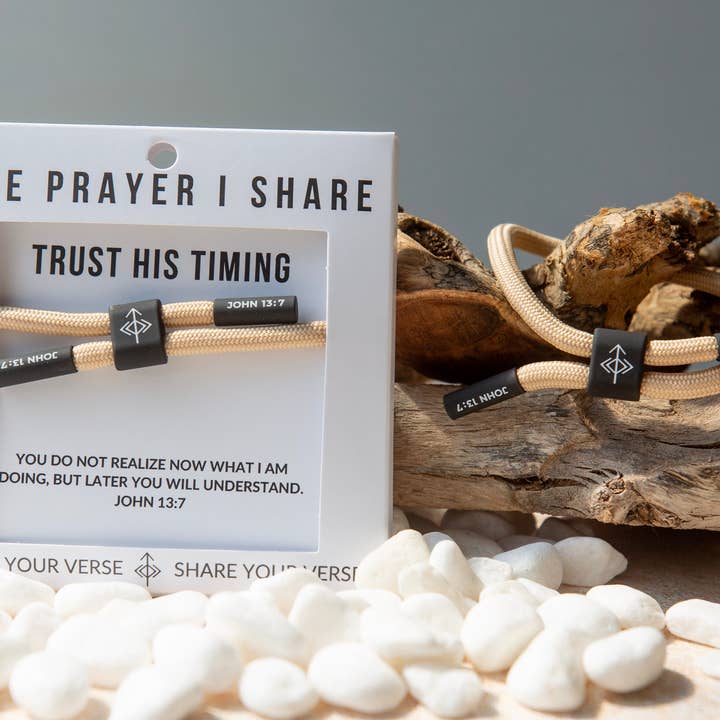 The Prayer I Share - Wholesale Woven/Braided Bracelet - TRUST HIS TIMING Christian Cord Bracelet3