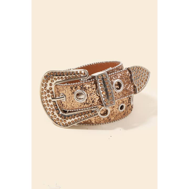 Anarchy Street - Vente Ceinture – femme - Ceinture en cuir végétalien cloutée de strass avec œillets à paillettes5