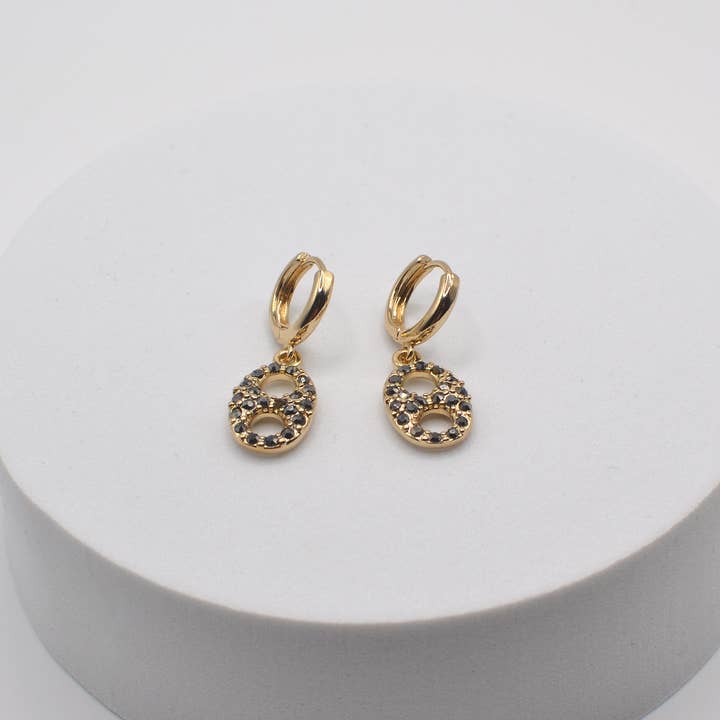 StarryNYC - Wholesale Huggie Earrings - Pig Nose Stone Huggie Earrings6