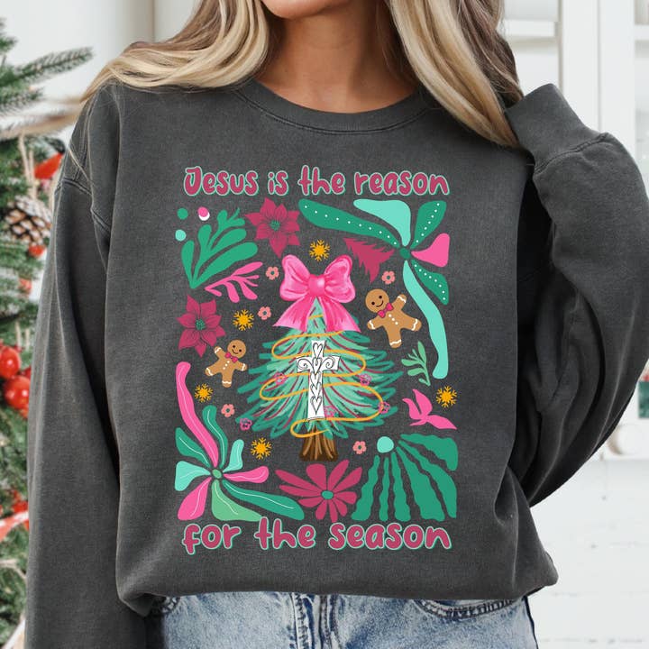 NVC Ecommerce LLC – Großhandel T-Shirt (Grafikdruck) – Damen – Christliches Weihnachtssweatshirt mit Blumenmuster, Lebkuchenhemd2