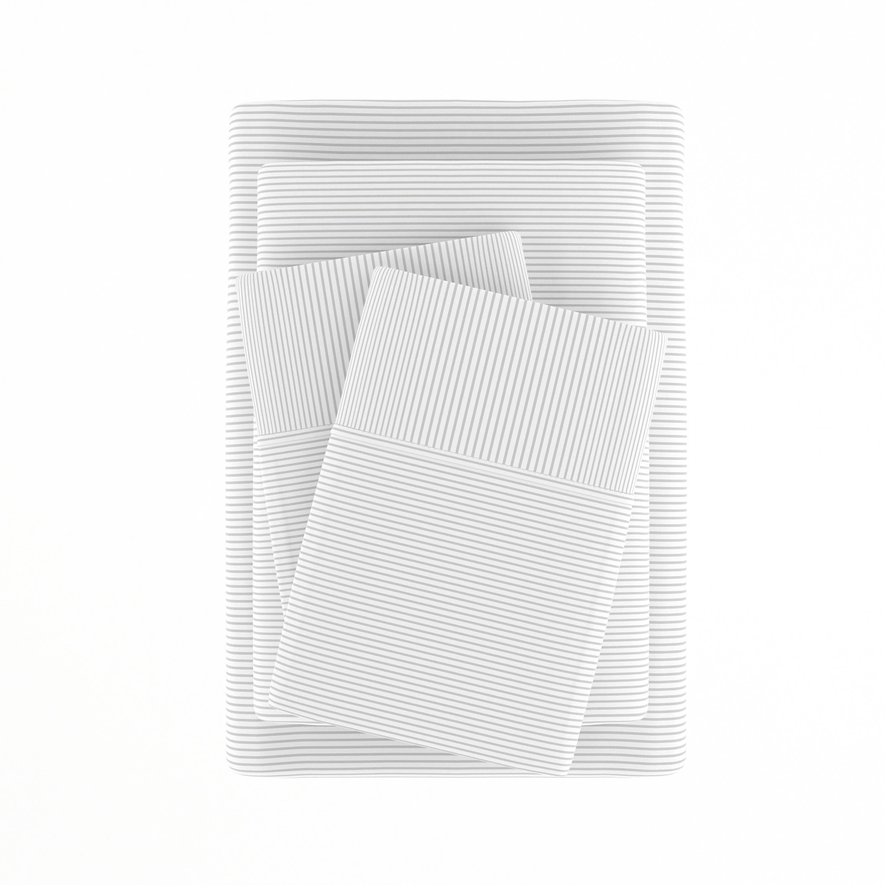 ienjoy Home - Vente Parures de lit - Ensemble de draps à fines rayures iEnjoy Home Premium, 4 pièces1