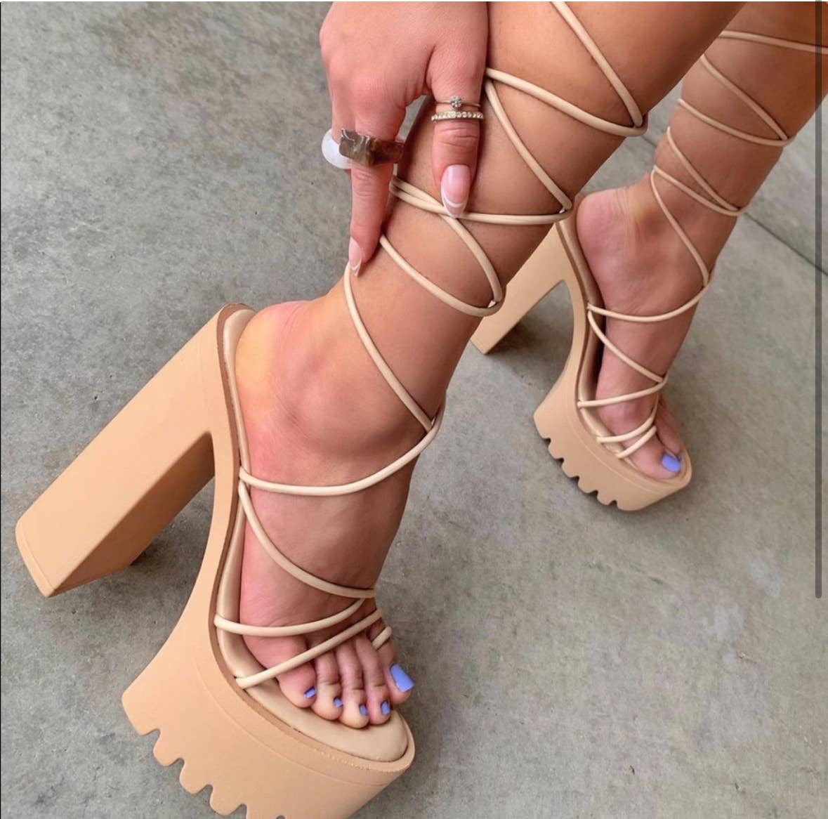 DIVERGENT FOOTWEAR - Vente Chaussures à plateforme – femme - Jenny On the Block Talons Lacés 6 PACK NUDE