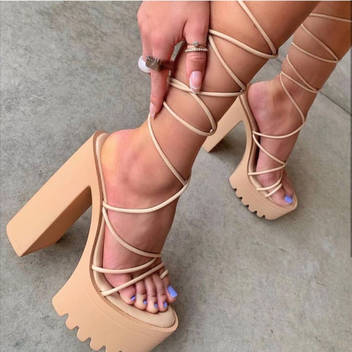 DIVERGENT FOOTWEAR – Engroshandel Platform - Dame – Jenny On the Block Snøre Hæle 6 PAKKE NUDE