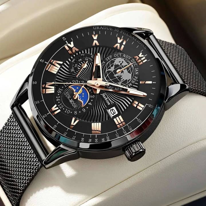 Sovereign Black On Black Watch With Stainless Band for wholesale by Penclub