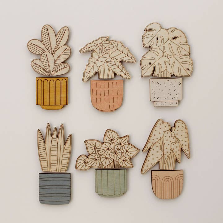 oh, little wren - Wholesale Magnet - Wood House Plant Magnets | Monstera Plant | Plant Lover Gift