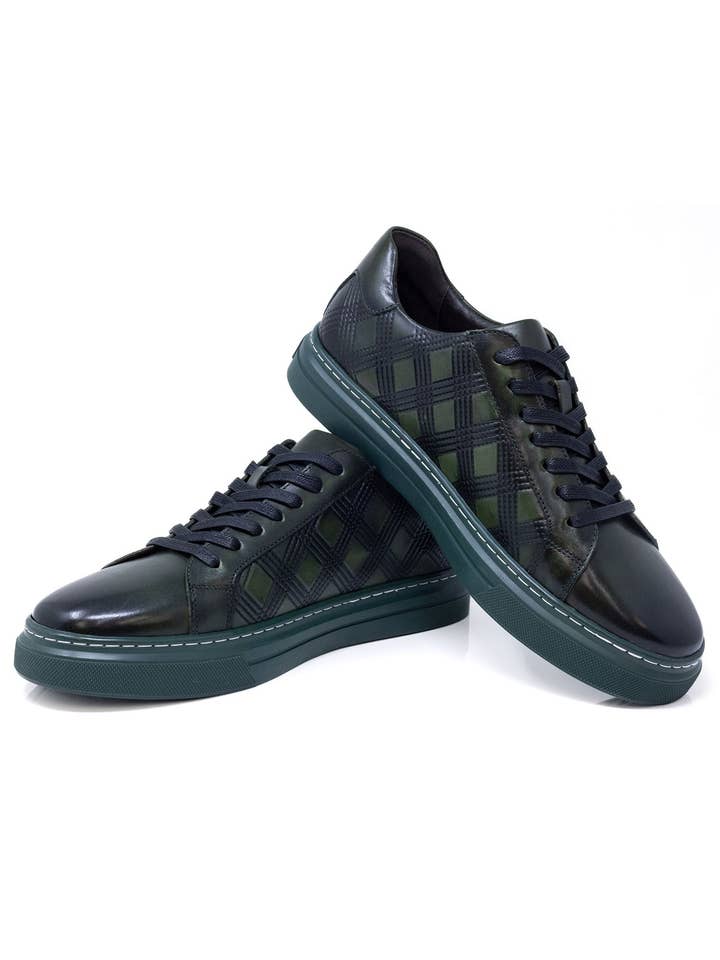 BARABAS - Wholesale Lifestyle Sneakers - Men's - Men's Checkered Lace-up Leather Sneakers 5SH0918