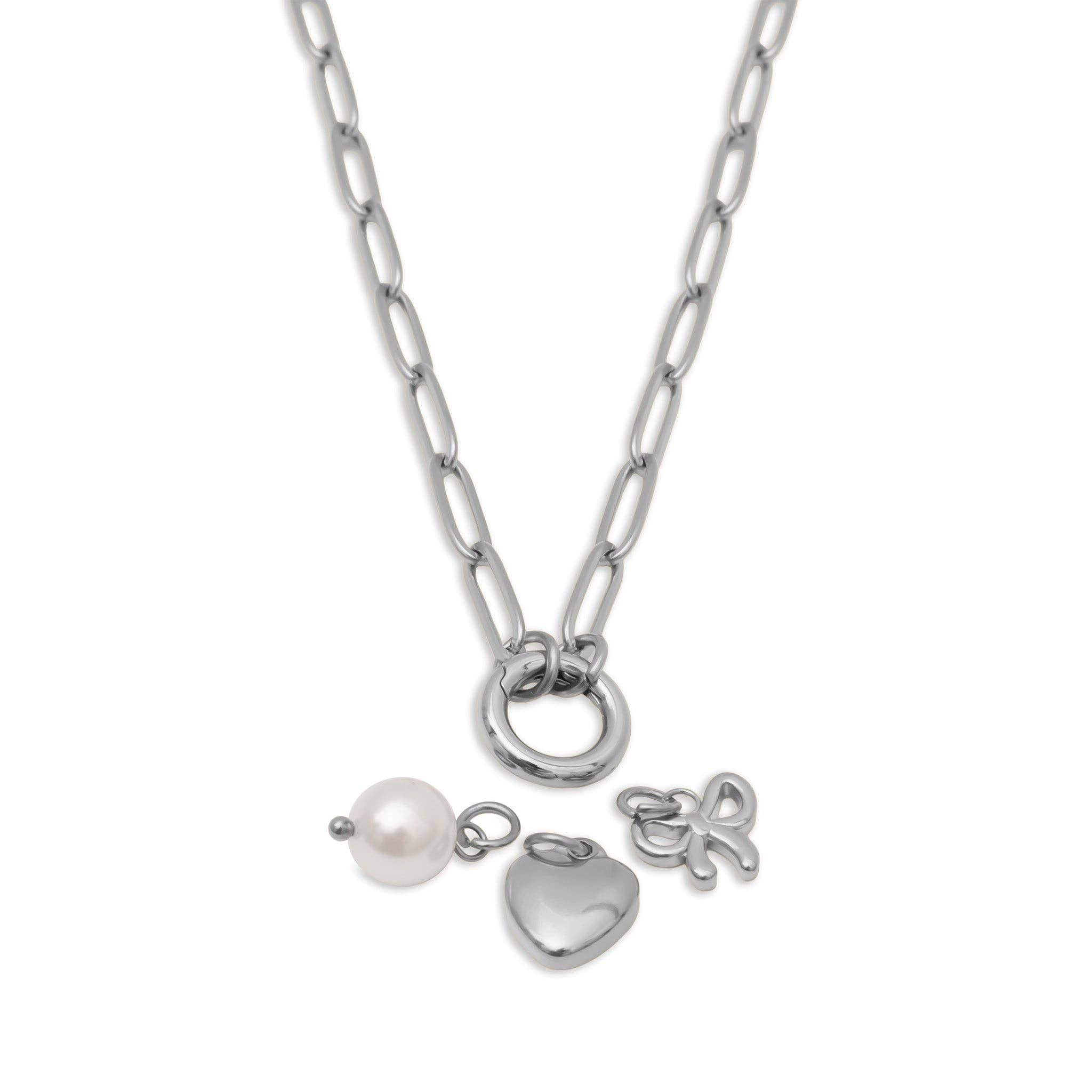 WJW – Engroshandel Smykkesæt – 18K guld rustfrit stål halskæde med sløjfevedhæng gavesæt6