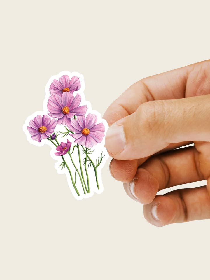 Cosmo bloemensticker voor wholesale door Tara Feather Designs