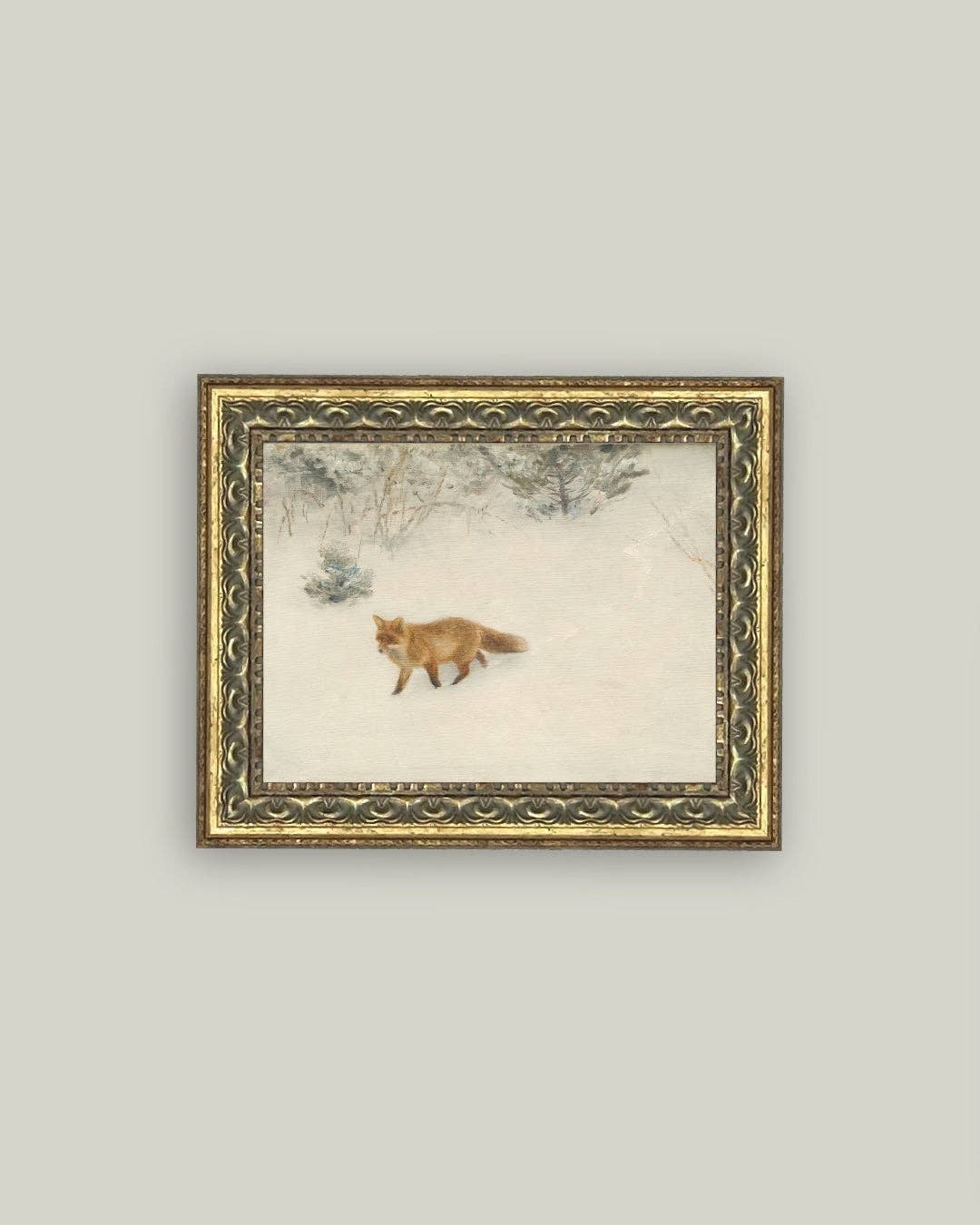 Petal Lane Home - Wholesale Art Print - Fox In Winter Framed Antique Art1