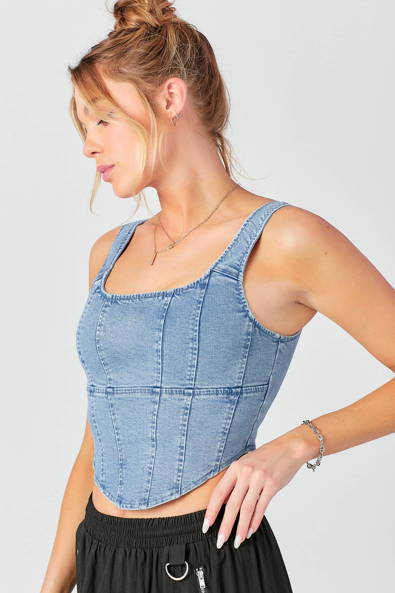 LT BLUE Sleeveless Denim Corset Top for wholesale on Faire3