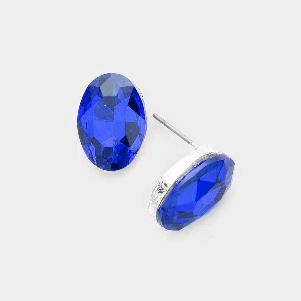 Sensibling Corp. - Wholesale Stud/Post Earrings - Oval Crystal Evening Stud Earrings