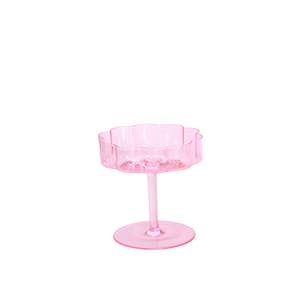 Pink Faceted Stackable Drinking Glasses Set of 4