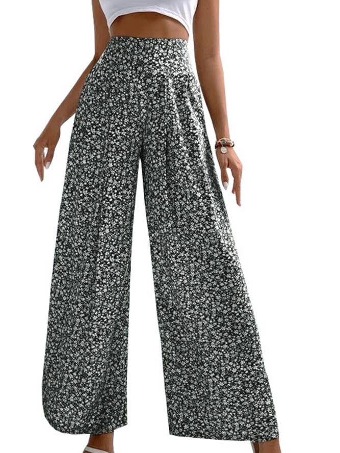 UNISHE - Wholesale Broek - Dames - Hoge Taille Wijde Pijpen Bloemenbroek ZK2491