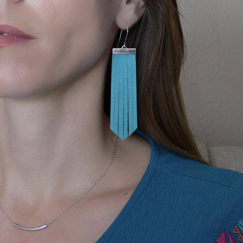Rope and Leather - Wholesale Dangle Earrings - On The Fringe Earrings-Suede3