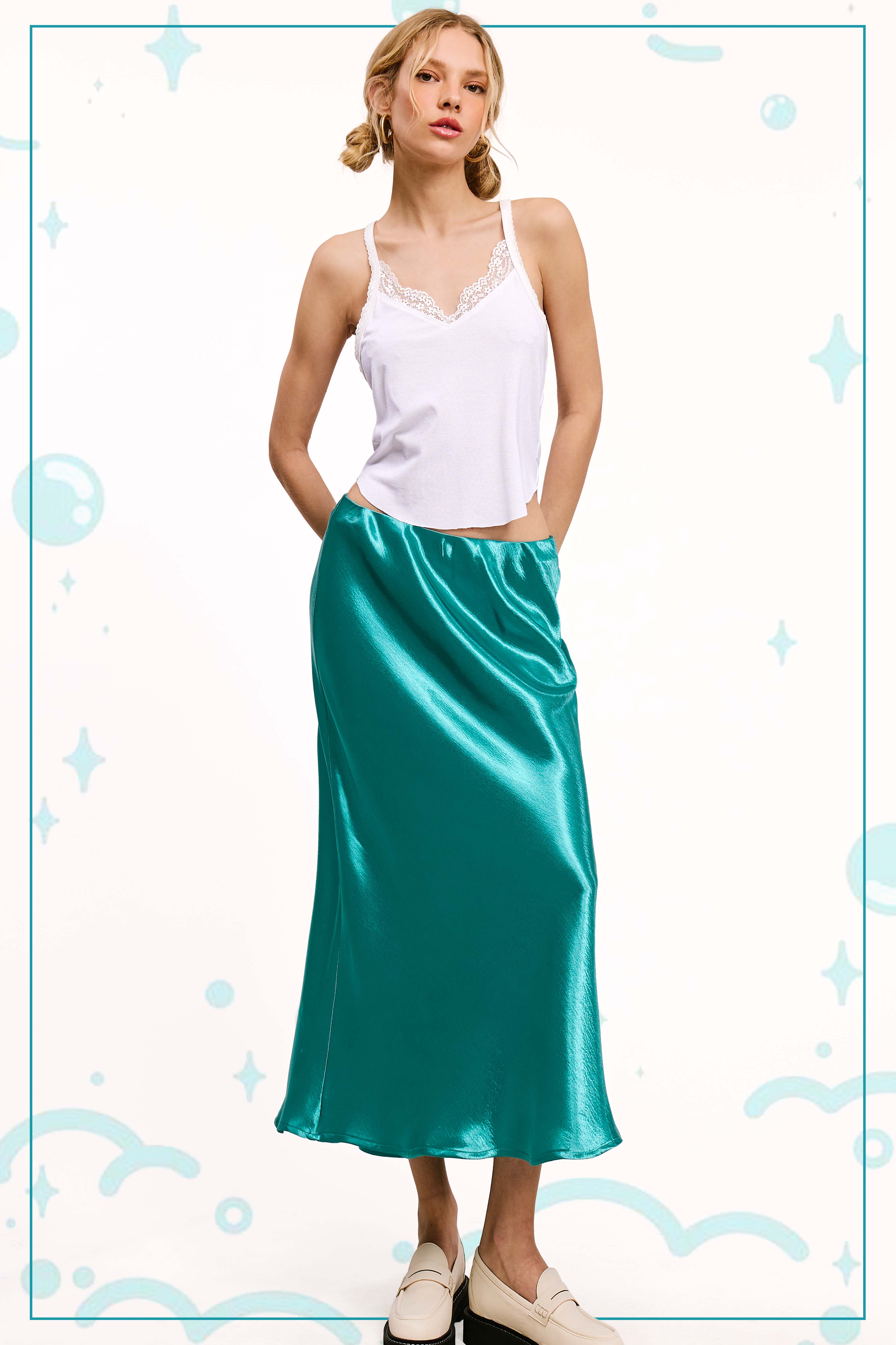 La Miel - Wholesale Skirt - Women's - JDP4232-Dressy Satin Long Panel Silhouette Skirt16