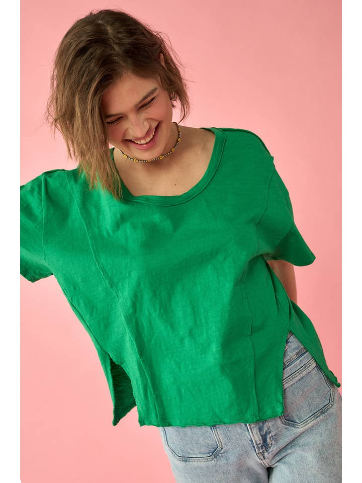 Promesa USA - Wholesale Knit Top - Women's - Easy Fit Mineral-Wash Exposed Seam Slub Knit Tee