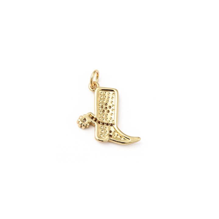 The Charm Bar Company - Wholesale Individual Charm/Pendant - Gold Cowgirl Boot Charm2