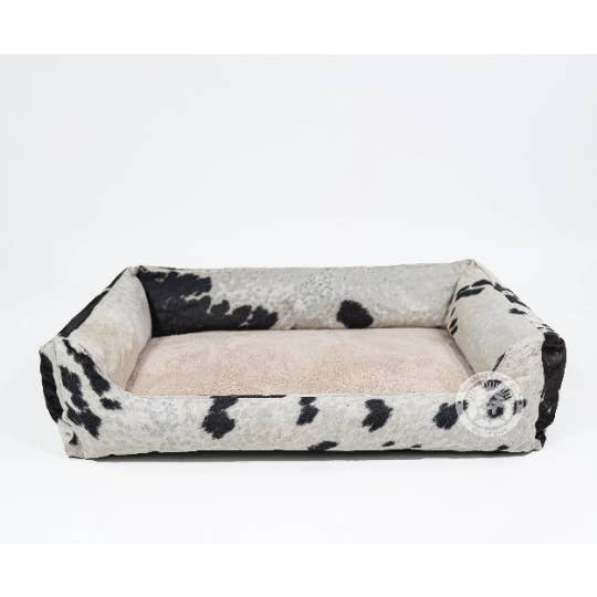 Sunshine Cowhides - Wholesale Pet Bed - Dog - Tricolor Cowhide Pet Bed, 46x34x10.5"