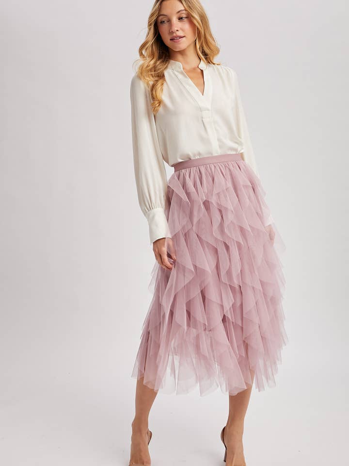 Bluivy - Wholesale Skirt - Women's - SPRIAL RUFFLED TULLE MIDI SKIRT18