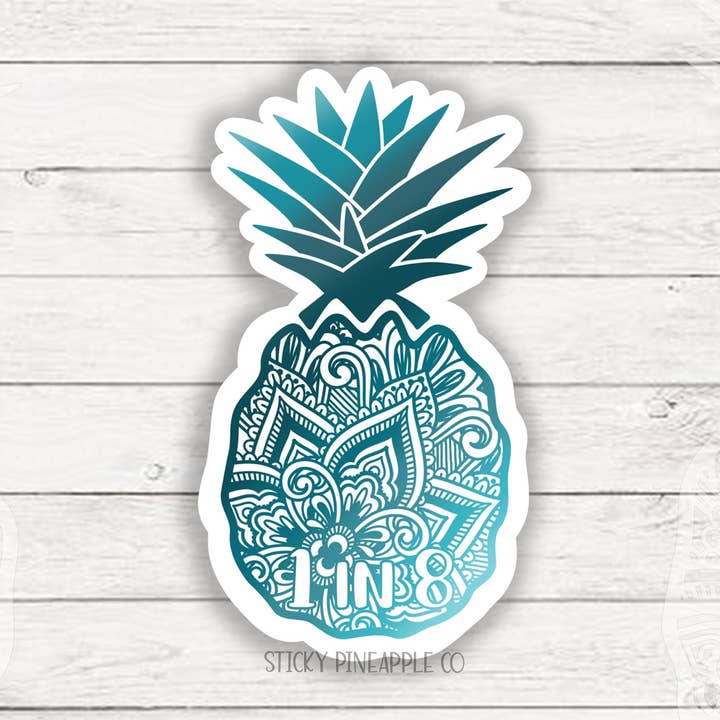 Teal Pineapple "1 In 8" Infertility Awareness Sticker | Matte Sticker | Weatherproof Sticker | For Your Laptop, Water Bottle & More for wholesale by Sticky Pineapple Co