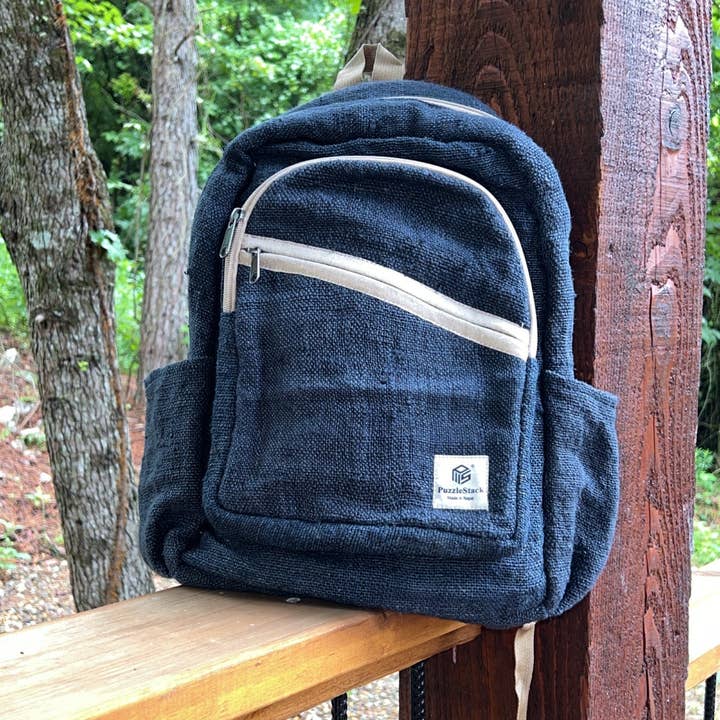 PuzzleStack – wholesale Backpack – Women's – Blue Kumari Pure Hemp Backpack1