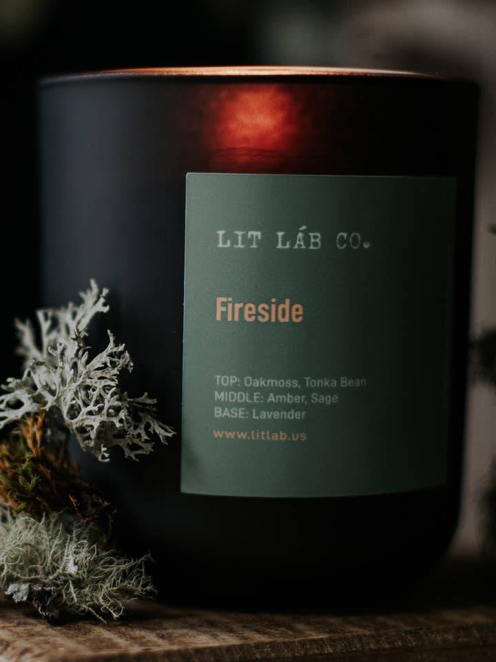 Fireside Wooden Wick Soy Wax Jar Candle for wholesale by LIT LÀB CO.