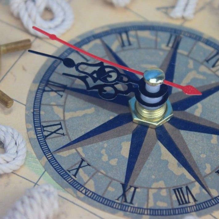 Hampton Nautical – wholesale Wall clock – Classic White Decorative Lifering Clock with Blue Bands 12"2