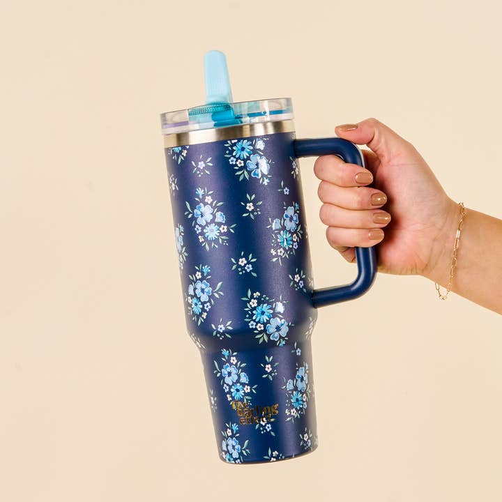 40 oz Lifestyle Flip Straw Tumbler-Endless Daydream Navy for wholesale by The Darling Effect