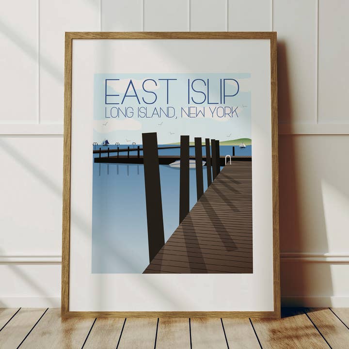 Long Island Travel Art Print - East Islip voor wholesale door Fox Burrow Designs