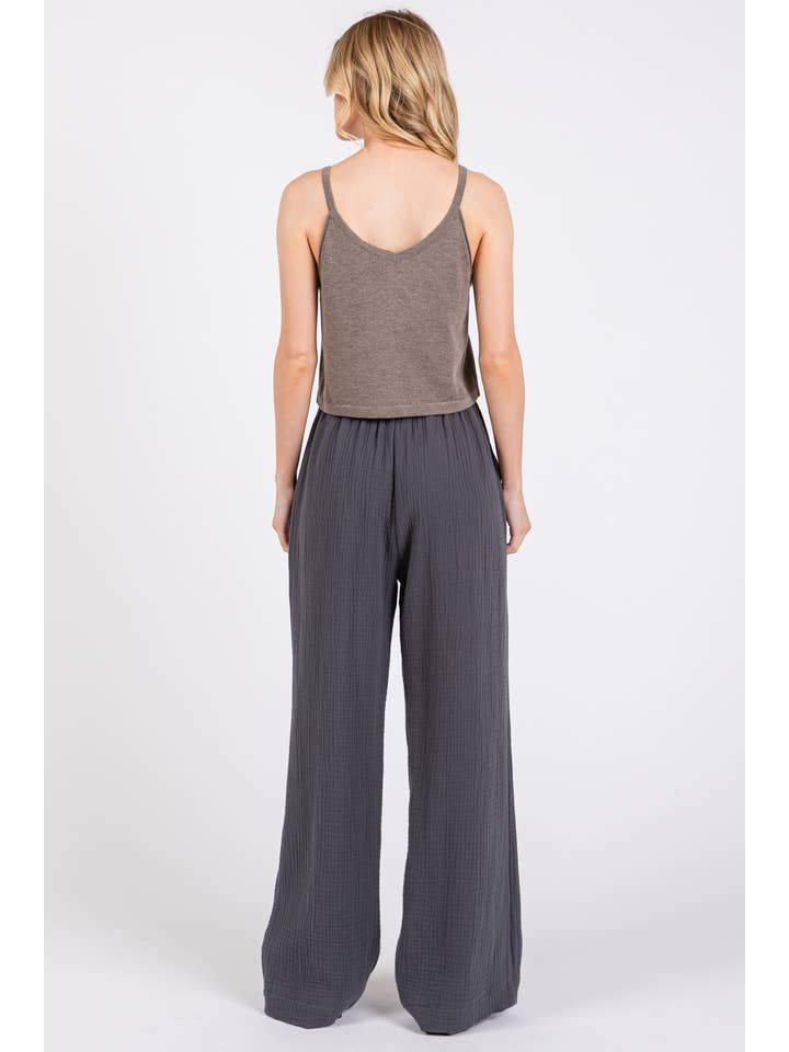 Final Touch - Wholesale Pants - Women's - Gauze Waist Elastic Wide Leg Pants - NP70166B