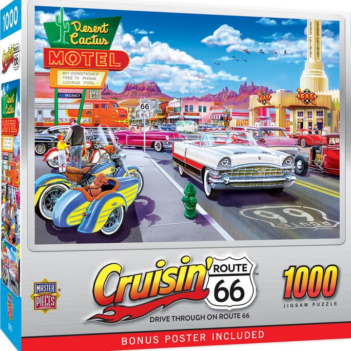 Masterpieces Puzzles - Wholesale Puzzle - Adult - Cruisin' Route 66 - Drive Through 1000 Piece Puzzle