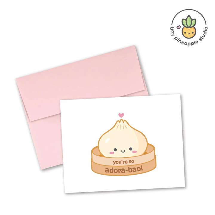 Bao Greeting Card "You're so Adora-Bao!" for wholesale by Tiny Pineapple Studio