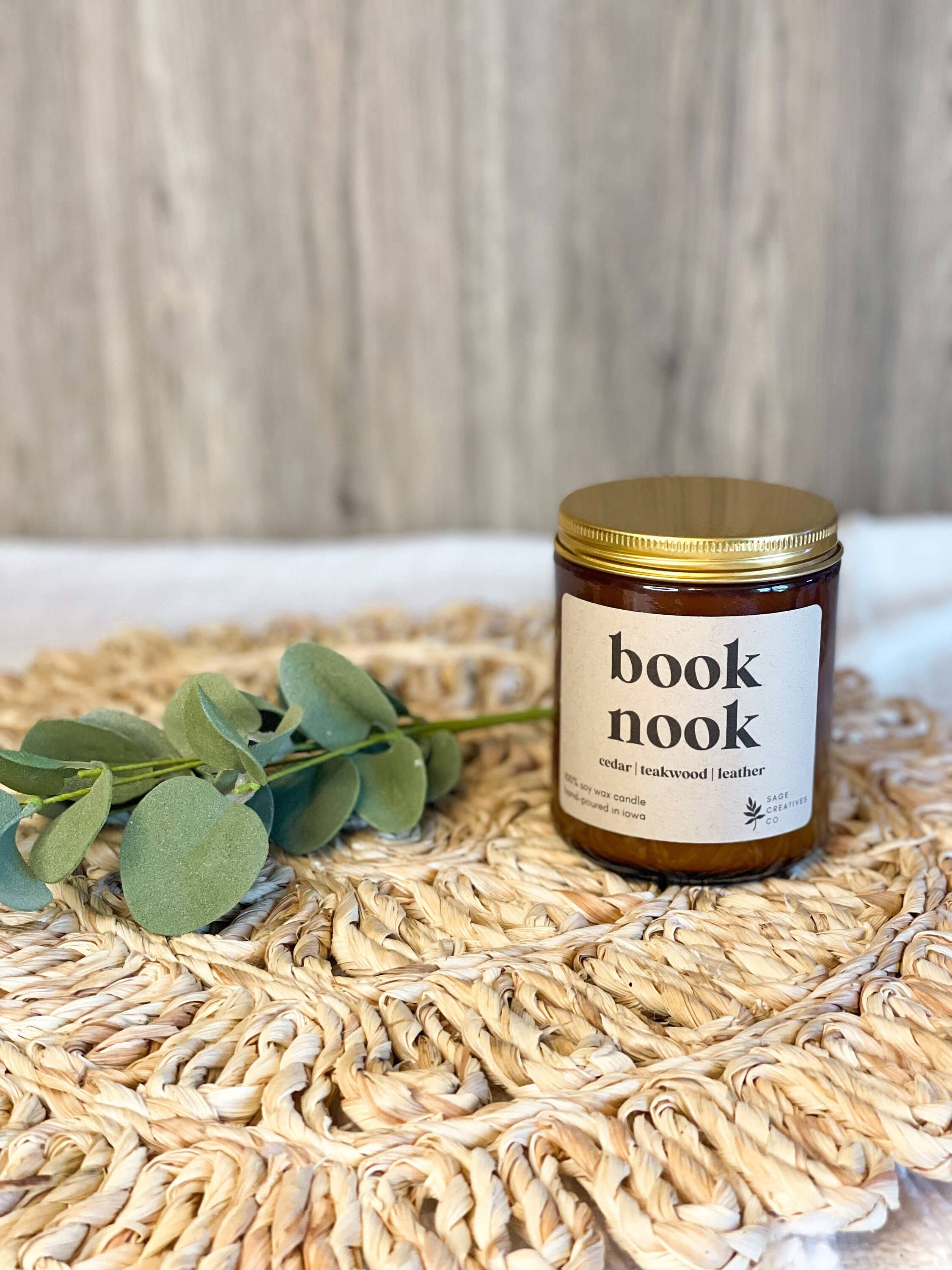 Sage Candle Co. - Vente Bougie en bocal - Book Nook - Bougie 100 % cire de soja