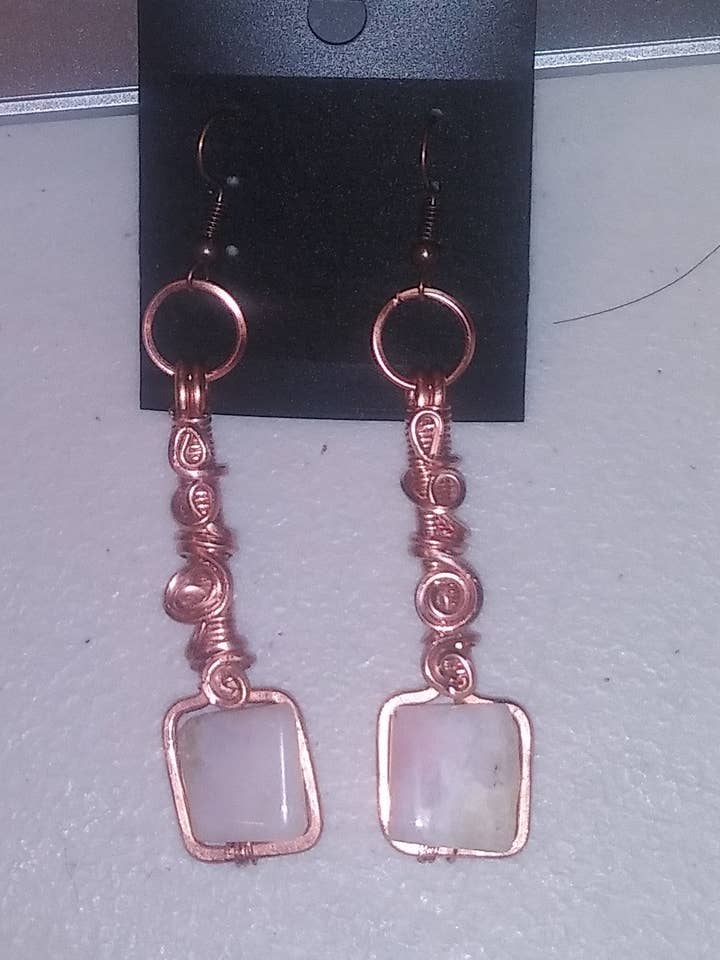 Pink Opal Earrings for wholesale by Twisted Rose Metal