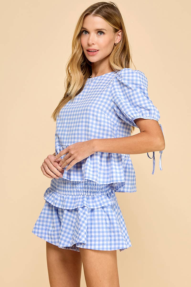 TCEC - Wholesale Blouse - Women's - CT8888-Plaid Ruffle Hem Top3