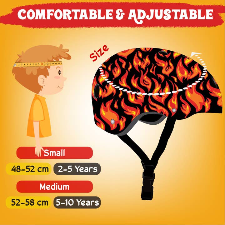 Kiddimoto – Großhandel Fahrrad/Roller – Kinder – Kiddimoto Flames Kinder-Fahrradhelm für 2- bis 10-Jährige2