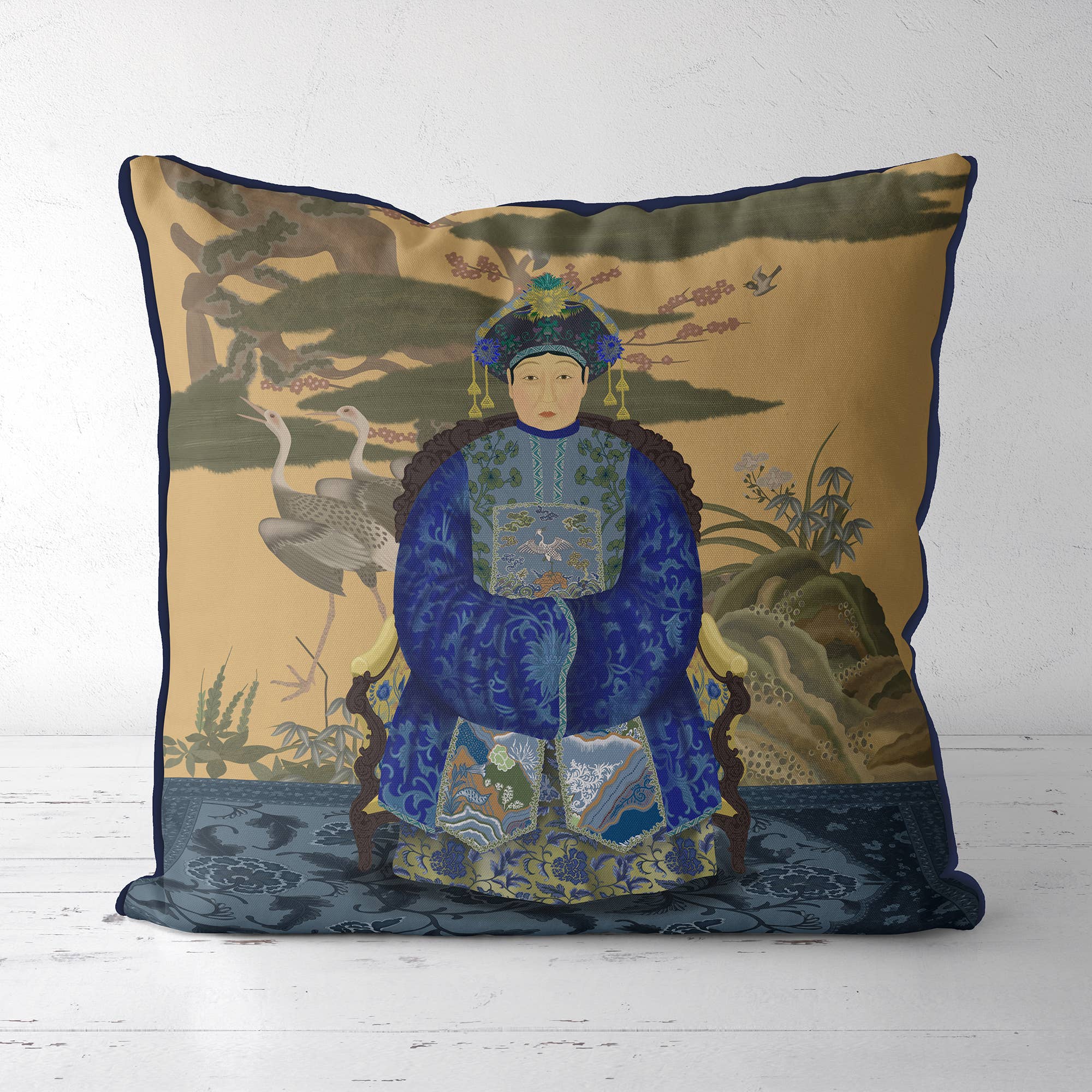 FabFunky Ltd – Engroshandel Pyntepude – Kinesisk kejser/kejserinde 1 guld Chinoiserie pudepude1