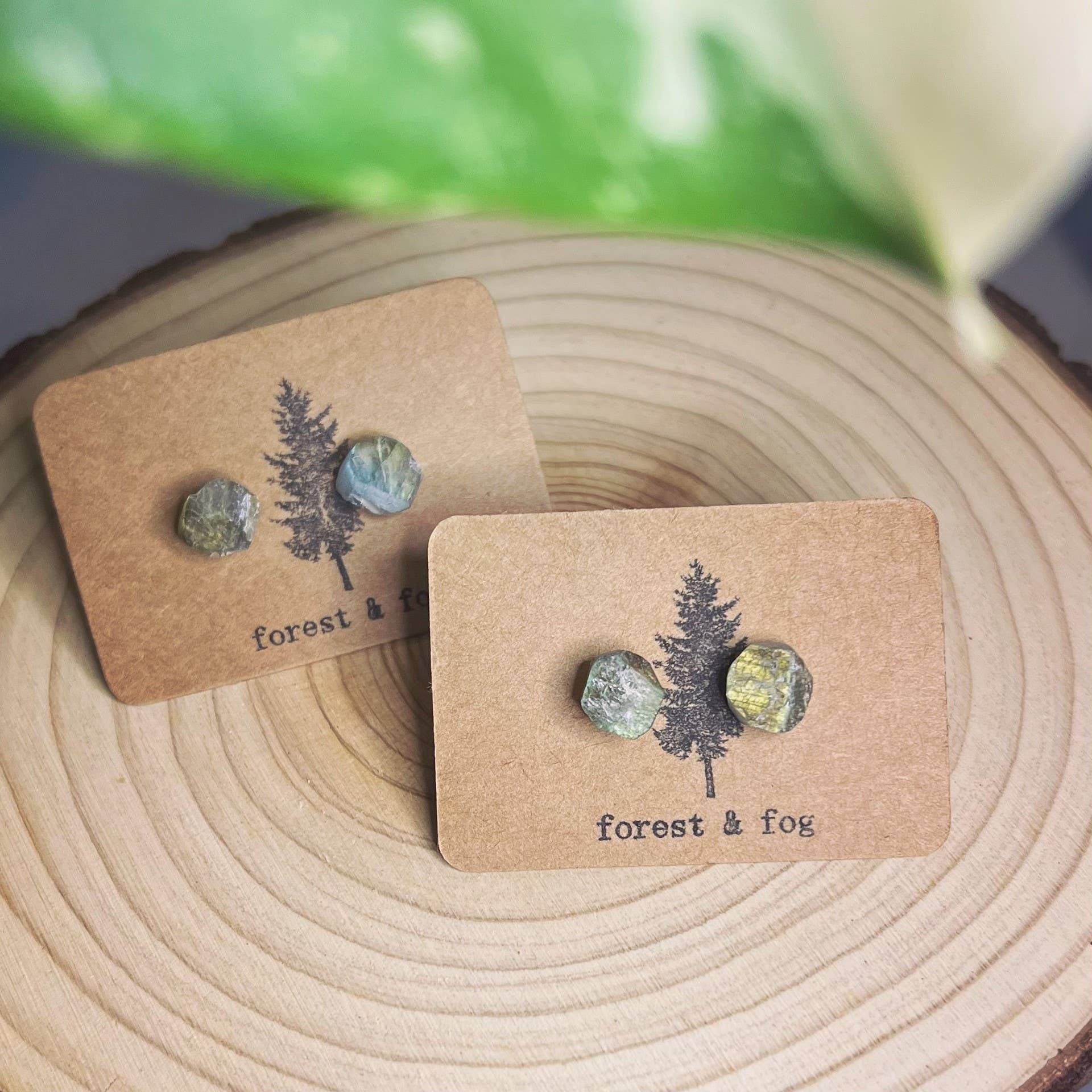 forest & fog - Wholesale Stud/Post Earrings - Raw Labradorite Gemstone Studs1