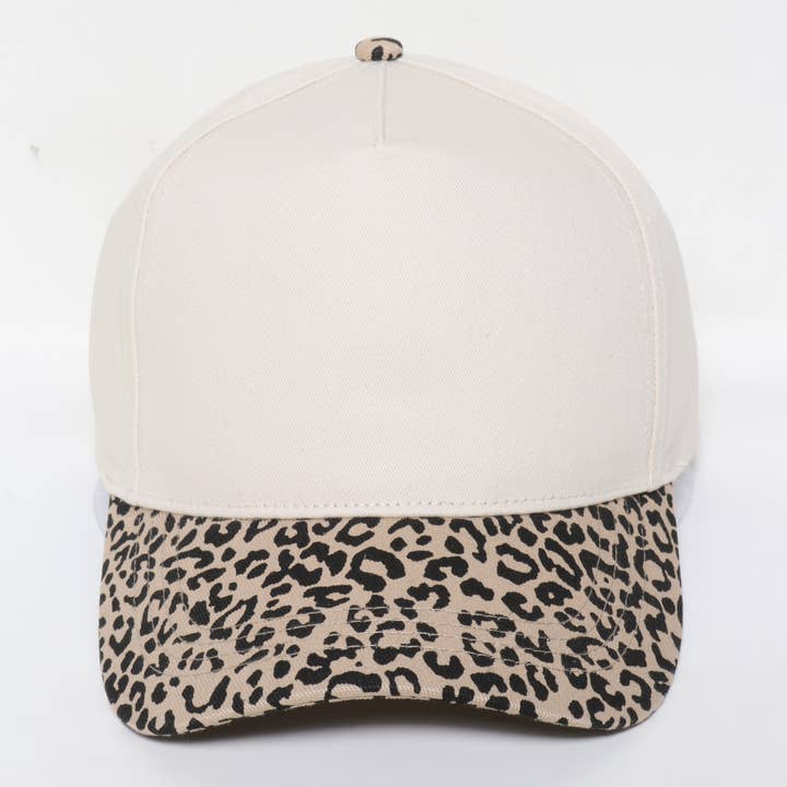 5 Panels with Leopard Print Brim 5 Panel Caps for wholesale on Faire