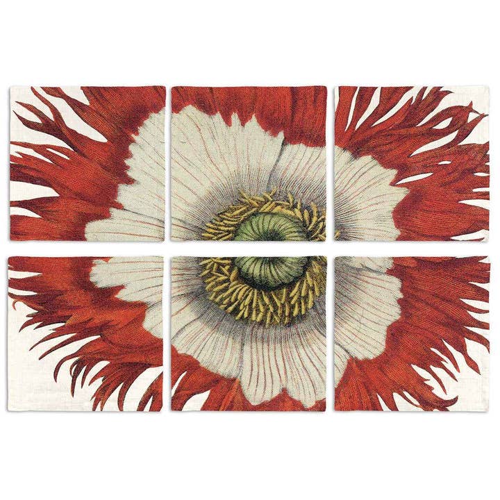 Set of 6 Napkins Papaver 100% Made in Italy per la vendita all'ingrosso da parte di The Napking