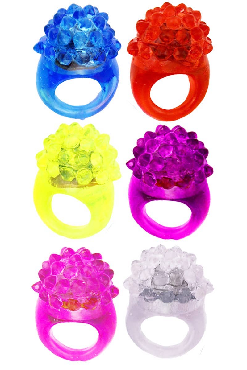 ASSORTED Spiky Bumpy Led Flashing Jelly Ring - 24 Pcs for wholesale on Faire1