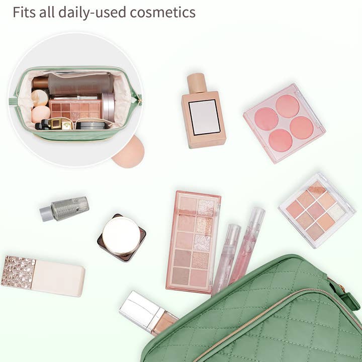 wandf - Wholesale Makeup/Cosmetic Bag - Wide-open Quilted Travel Makeup Organizer Bag with Handle17