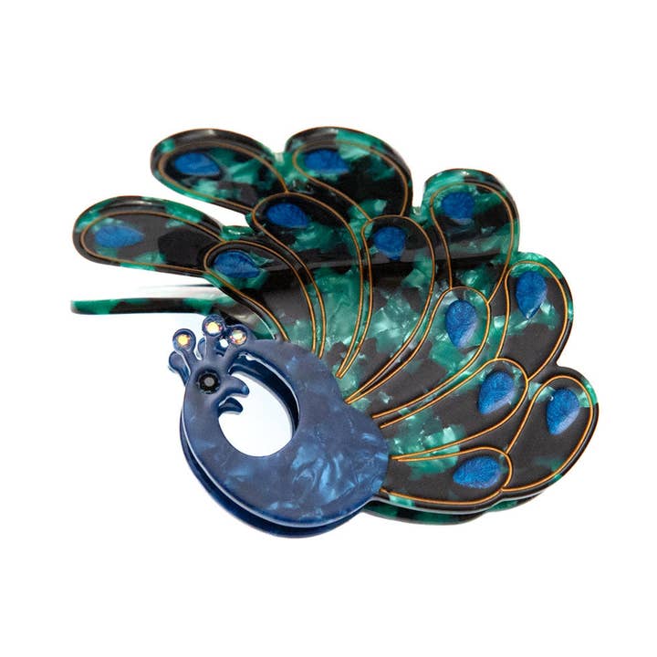 Peacock Hair Clip for wholesale by SOMETHING MINTY