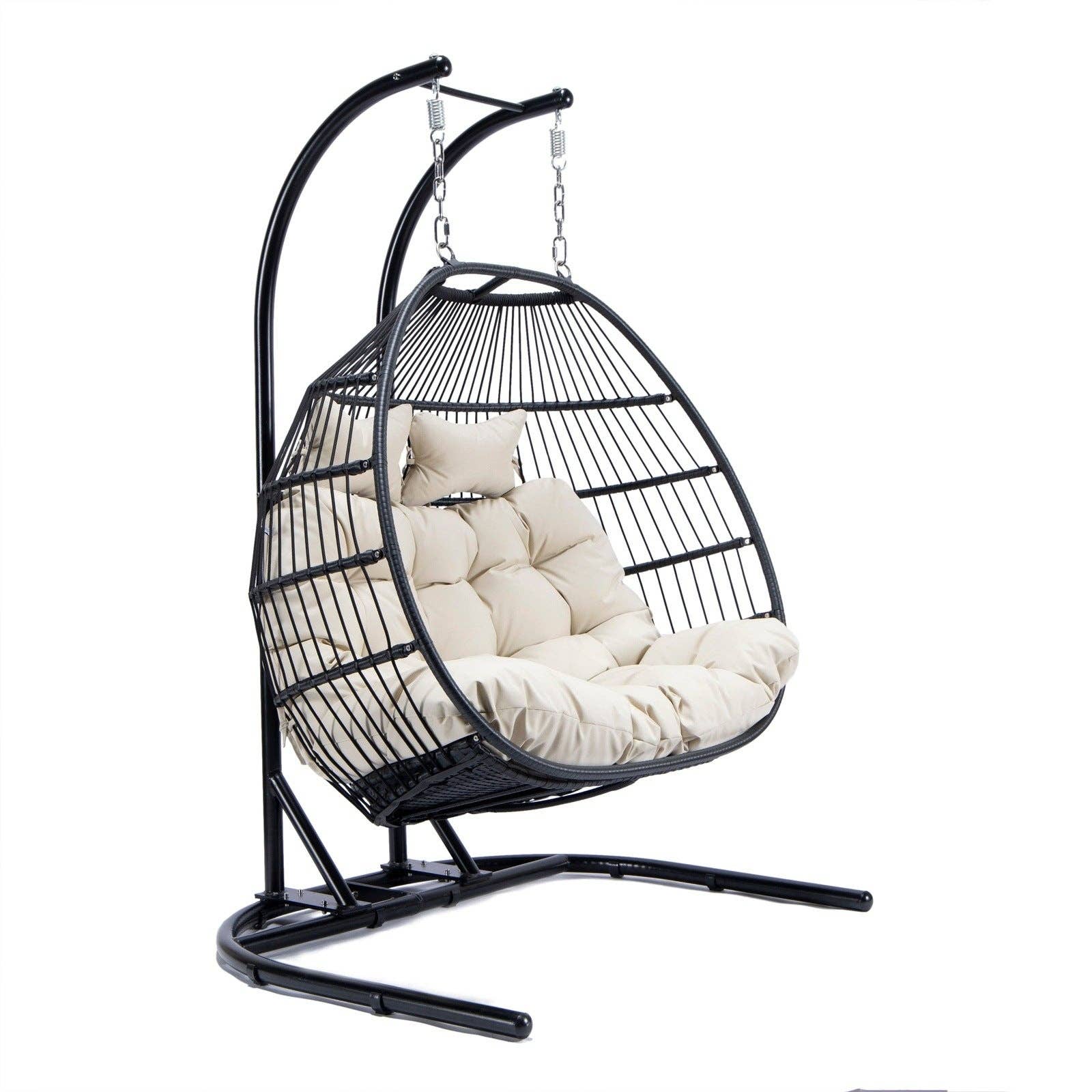 LeisureMod - Wholesale Egg Chair - Wicker 2 Person Double Folding Hanging Egg Swing Chair64
