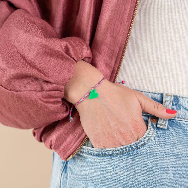 Bracelet Lume Charms | Heart Green for wholesale by vanMauZ