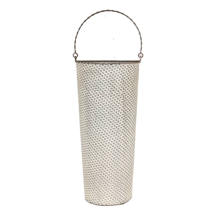 Col House Designs - Wholesale Basket - 2/Set, White Washed Basketweave Metal Half Wall Baskets4
