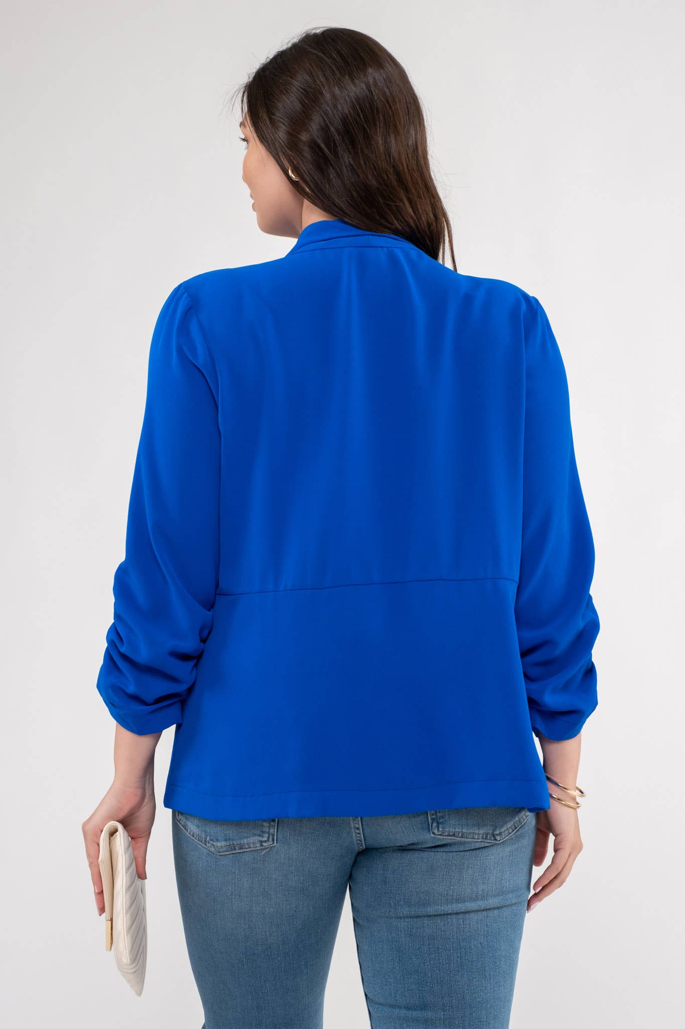 Blu Pepper – Engroshandel Blazer - Dame – Plus size blazer med 3/4 ærmer og rynkede detaljer21